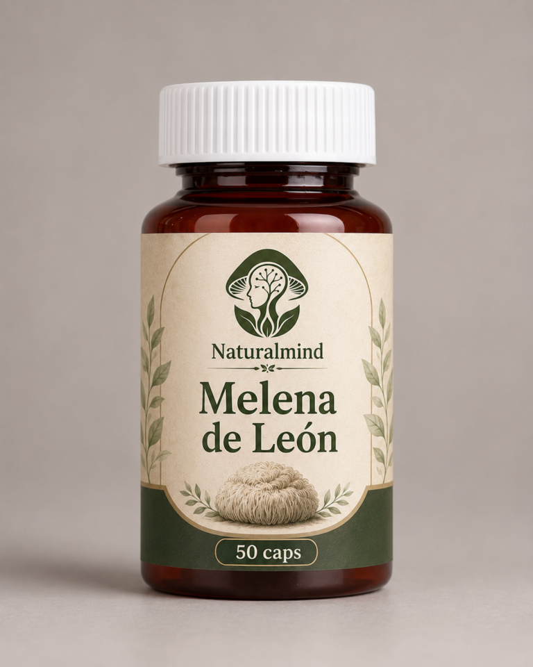 Suplemento de hongo Melena de León en cápsulas Natural Mind Colombia